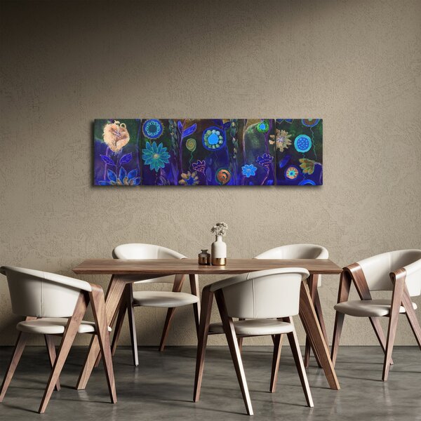 Obraz tmavěmodrých květů (170x50 cm)