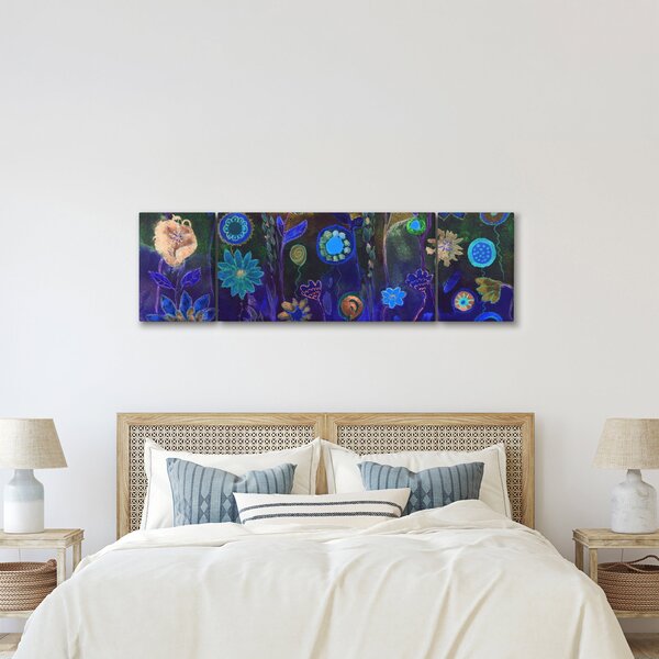 Obraz tmavěmodrých květů (170x50 cm)