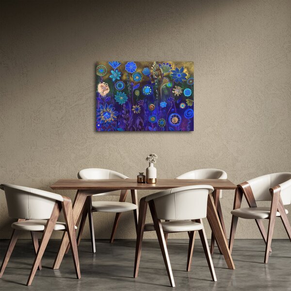 Obraz tmavěmodrých květů (70x50 cm)