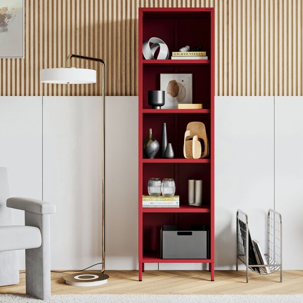 Kovový regál MARIO, 500 x 1800 x 350 mm, Modern: červená barva
