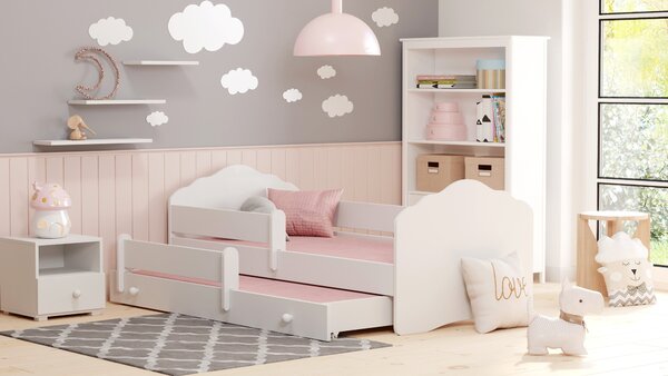 Dětská postel se dvěma lůžky FALA 160 × 80 cm s úložným šuplíkem a ochrannou zábranou
