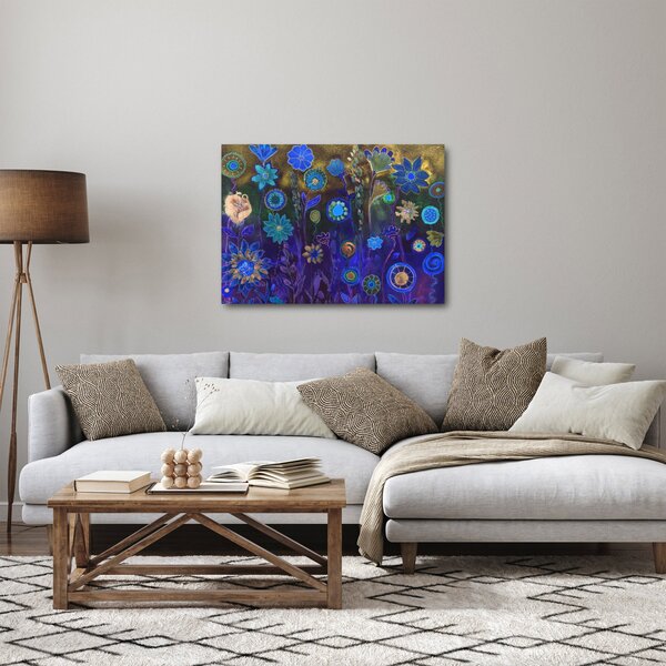 Obraz tmavěmodrých květů (70x50 cm)
