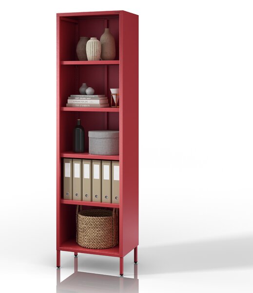 Kovový regál MARIO, 500 x 1800 x 350 mm, Modern: červená barva
