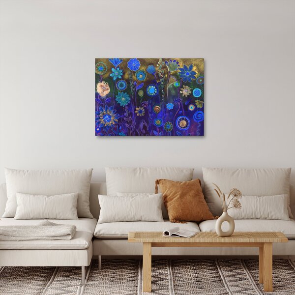 Obraz tmavěmodrých květů (70x50 cm)
