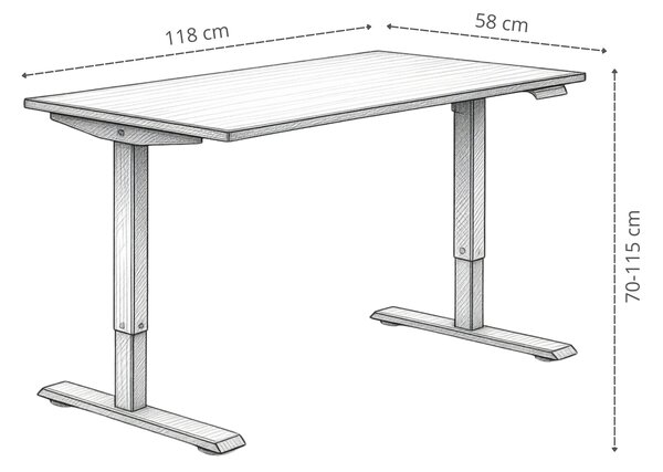 Elektricky výškově nastavitelný psací stůl FLEXI 118 cm – černá