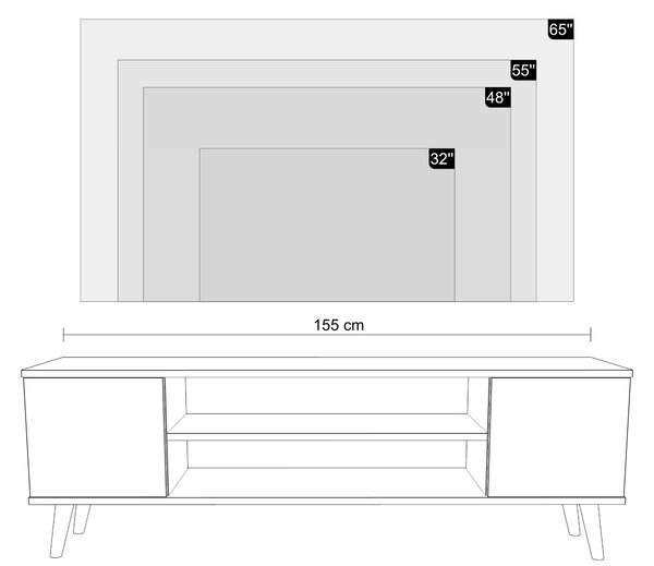 TV stolek FOCUS 155 cm – dub sonoma / bílá