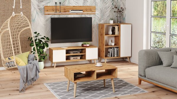 TV stolek FOCUS 135 cm – dub Craft zlatý / bílá
