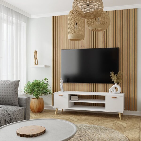 TV stolek FOCUS 135 cm – bílá, skandinávský styl