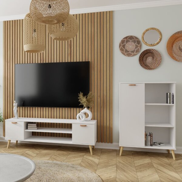 TV stolek FOCUS 135 cm – bílá, skandinávský styl