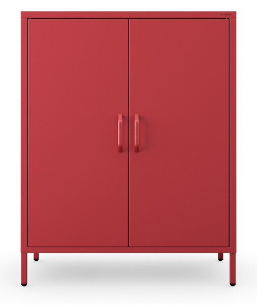 Kovová nízká skříňka s policemi VITO, 800 x 1015 x 400 mm, Modern: červená barva