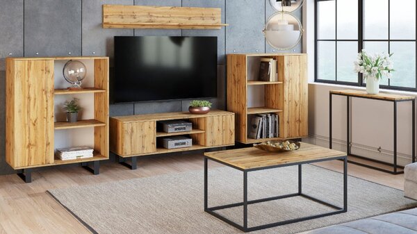 TV stolek FOCUS 135 cm – dub Craft zlatý, loftový styl