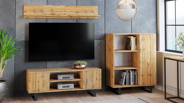 TV stolek FOCUS 135 cm – dub Craft zlatý, loftový styl