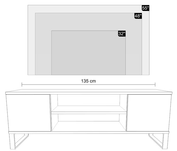 TV stolek FOCUS 135 cm – dub Craft zlatý, loftový styl, lamelový dekor