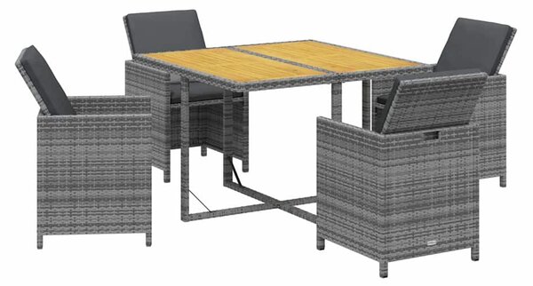 5dílný zahradní jídelní set s poduškami polyratan šedý 3095524