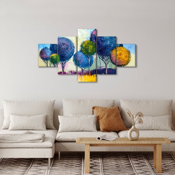 Obraz kopulovitých stromů, olejomalba (125x70 cm)