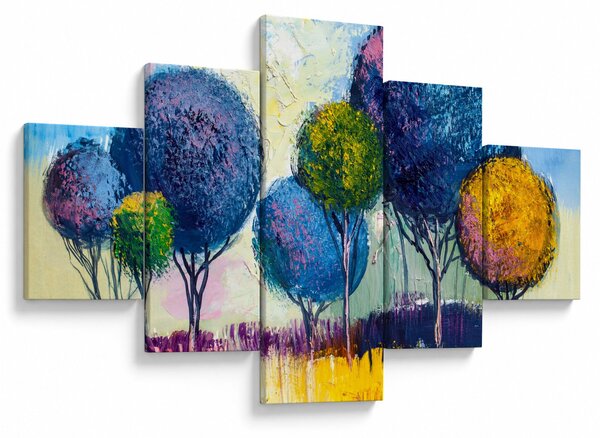 Obraz kopulovitých stromů, olejomalba (125x70 cm)