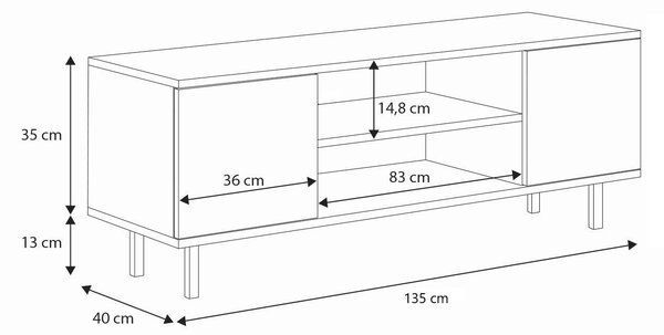 TV stolek FOCUS 135 cm – kašmír, černé nožky
