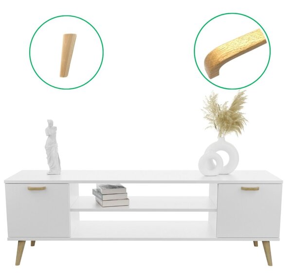 TV stolek FOCUS 155 cm – bílá, skandinávský styl