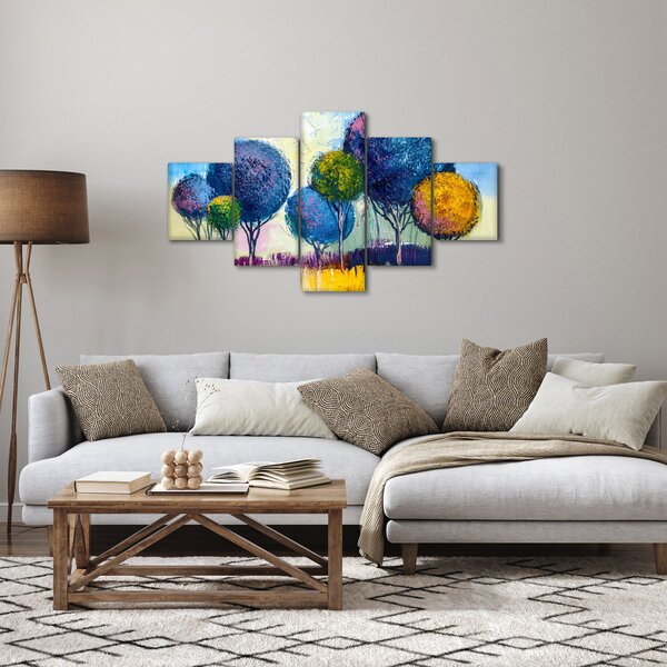 Obraz kopulovitých stromů, olejomalba (125x70 cm)