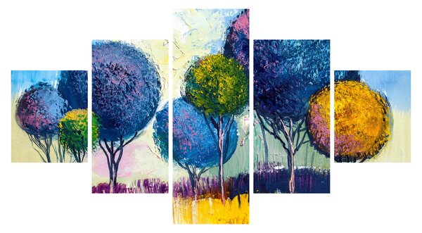 Obraz kopulovitých stromů, olejomalba (125x70 cm)