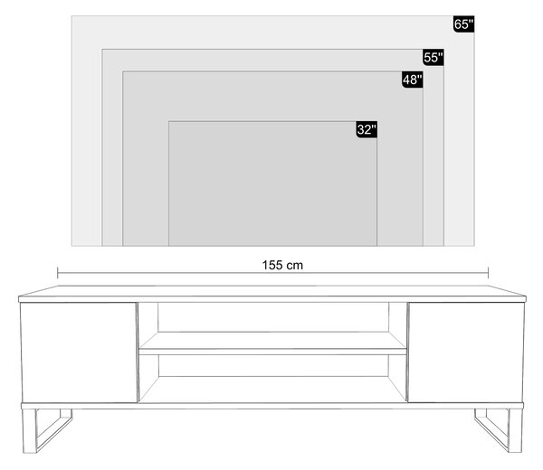 TV stolek FOCUS 155 cm – dub Craft, loftový styl, dekor rybí kost
