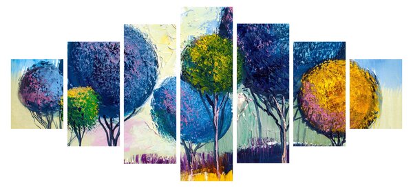Obraz kopulovitých stromů, olejomalba (210x100 cm)