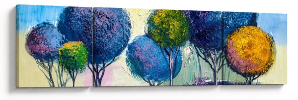 Obraz kopulovitých stromů, olejomalba (170x50 cm)