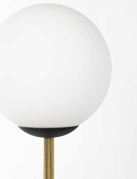 Opálově bílá skleněná stojací lampa ZUIVER ORION 145 cm s nabíjecí stanicí