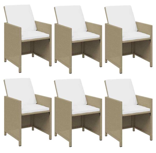 7dílný zahradní jídelní set s poduškami polyratan béžový 3095542