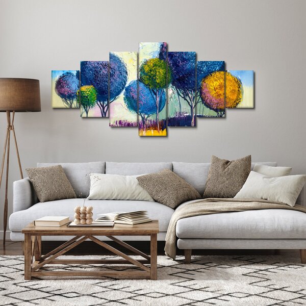 Obraz kopulovitých stromů, olejomalba (210x100 cm)