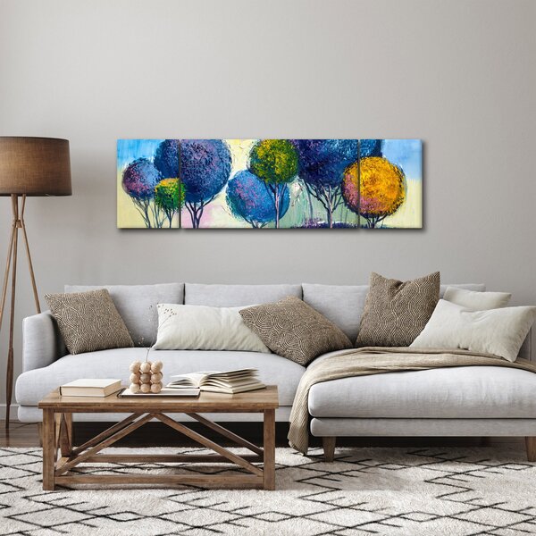 Obraz kopulovitých stromů, olejomalba (170x50 cm)