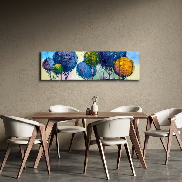 Obraz kopulovitých stromů, olejomalba (170x50 cm)