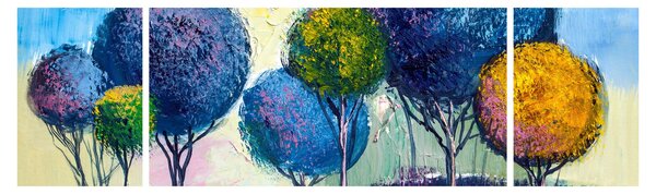Obraz kopulovitých stromů, olejomalba (170x50 cm)