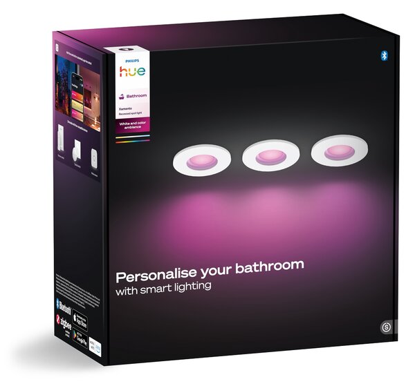 Hue Xamento recessed podhledové LED svítidlo 3x4,2W, 2000-6500K, IP44, bílá (3ks)