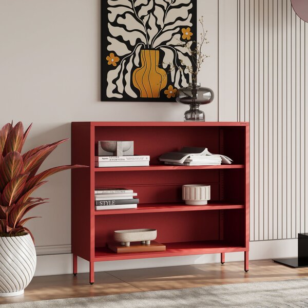 Nízká knihovna LUCA, 1000 x 900 x 350 mm, Modern: červená barva
