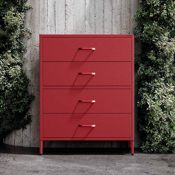 Komoda CARLA, 800 x 1015 x 400 mm, Modern: červená barva