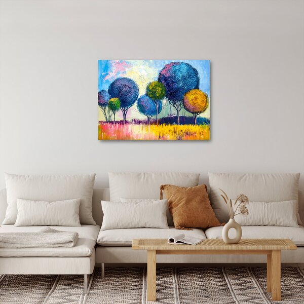 Obraz kopulovitých stromů, olejomalba (70x50 cm)