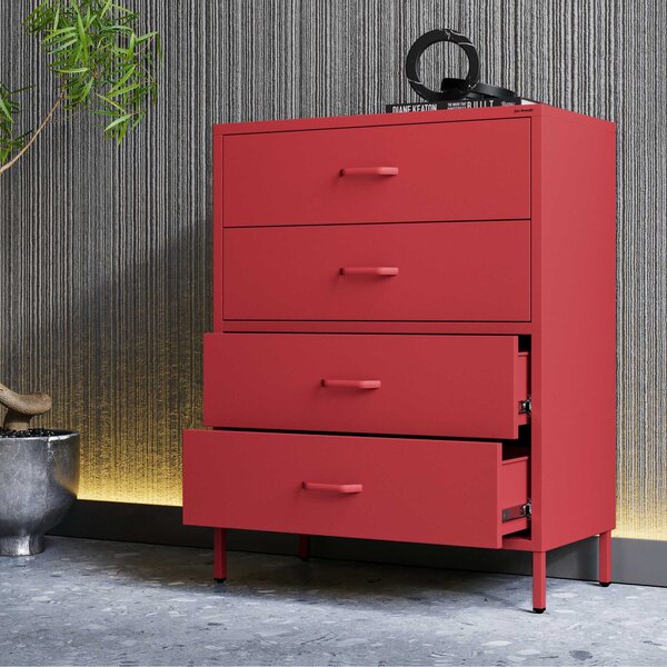 Komoda CARLA, 800 x 1015 x 400 mm, Modern: červená barva