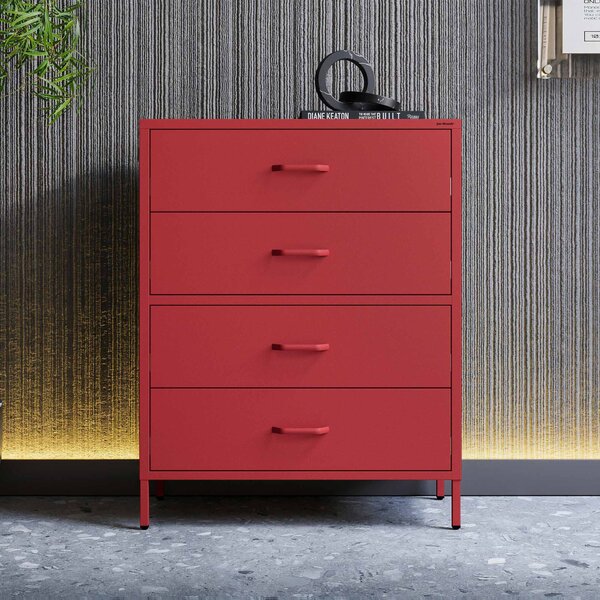 Komoda CARLA, 800 x 1015 x 400 mm, Modern: červená barva