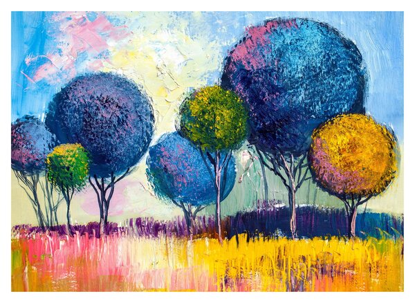 Obraz kopulovitých stromů, olejomalba (70x50 cm)