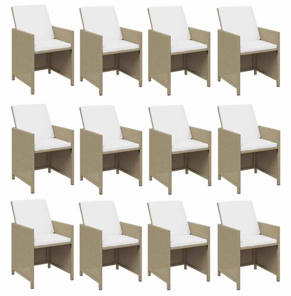13dílný zahradní jídelní set s poduškami polyratan béžový 3095623