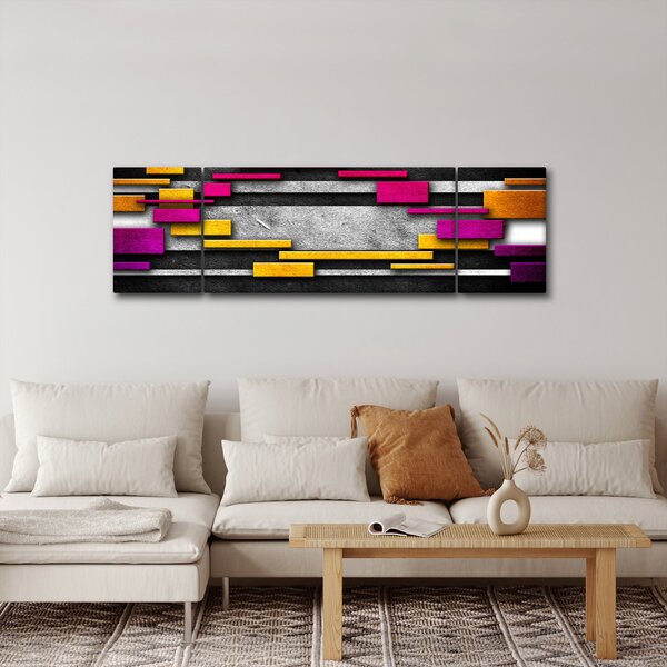 Obraz barevné abstrakce na černém pozadí (170x50 cm)