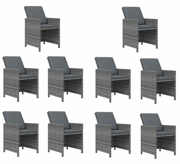 15dílný zahradní jídelní set s poduškami polyratan šedý 3095592