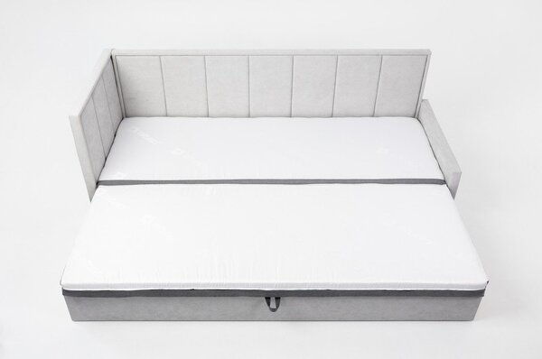 Šedá žinylková rozkládací/s úložným prostorem pohovka 214 cm Fulgeo – ELTAP