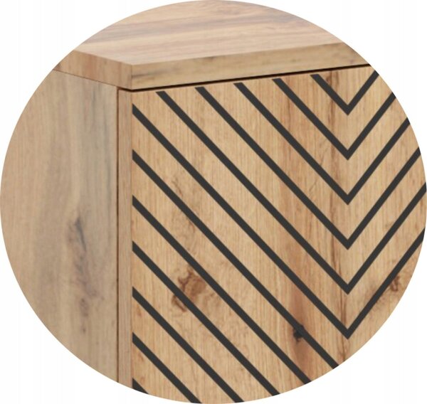 Knihovna FONDI – dub Craft zlatý, loftový styl, dekor rybí kost