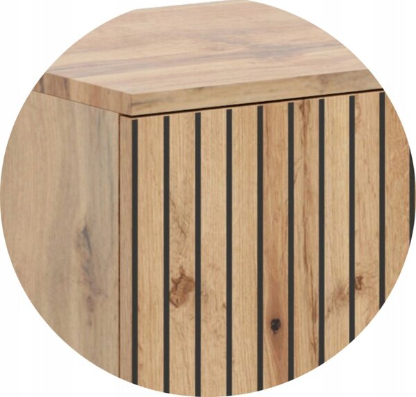 Skříňka FONDI – dub Craft zlatý, lamelový dekor