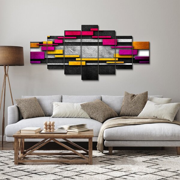 Obraz barevné abstrakce na černém pozadí (210x100 cm)