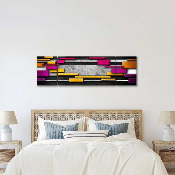 Obraz barevné abstrakce na černém pozadí (170x50 cm)