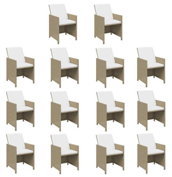 19dílný zahradní jídelní set s poduškami polyratan béžový 3095652