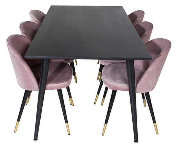 Dippel Velvet II stolová souprava černá / růžová